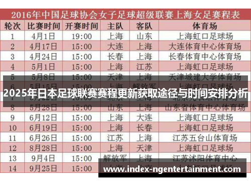 2025年日本足球联赛赛程更新获取途径与时间安排分析