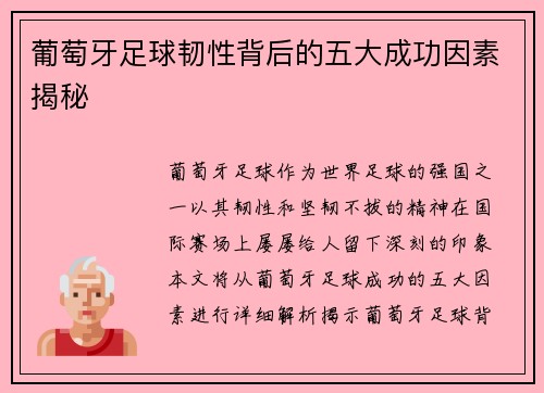 葡萄牙足球韧性背后的五大成功因素揭秘