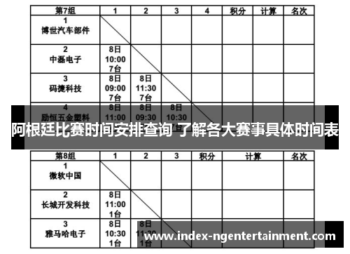 阿根廷比赛时间安排查询 了解各大赛事具体时间表